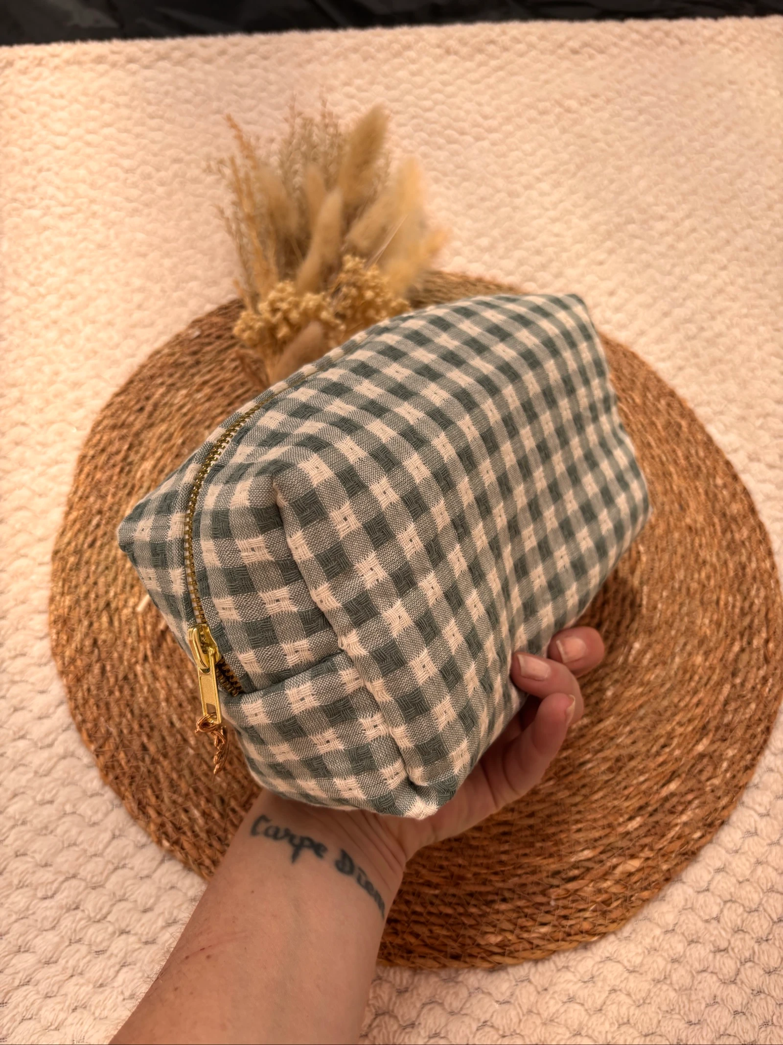 Trousse de toilette L Vert sauge fait main  – photo 7